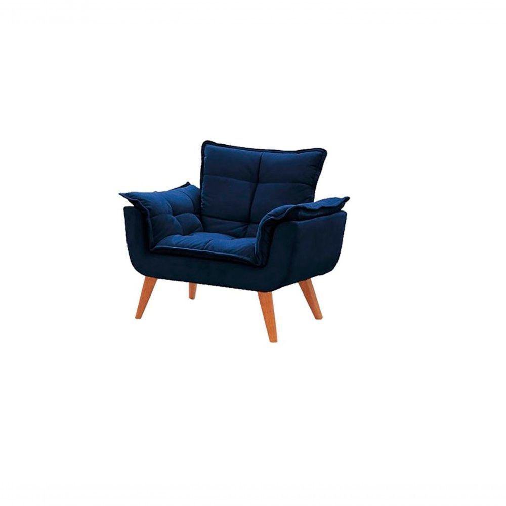Cadeira Opala Sala Suede Azul Royal - 2