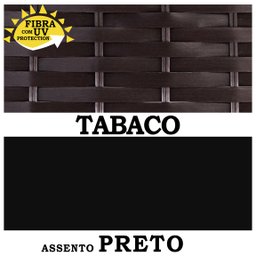 Conjunto Namoradeira 2 Poltronas Assento Estofado e Mesa Fibra Sintética - Preto/Tabaco - Navegantes - 4