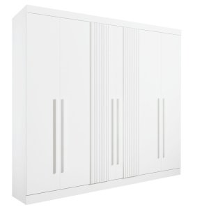 Guarda Roupa da Vinci Plus Ripado 6 Portas 100% Mdf D`doro Móveis - Branco