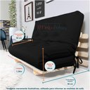 Ver imagem 3 de Sofa Cama Casal Futon Oriental Preto Acquablock com Madeira Maciça