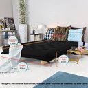 Ver imagem 2 de Sofa Cama Casal Futon Oriental Preto Acquablock com Madeira Maciça
