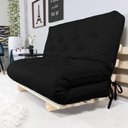 Ver imagem 4 de Sofa Cama Casal Futon Oriental Preto Acquablock com Madeira Maciça