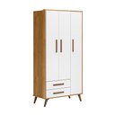 Ver imagem 3 de Guarda Roupa Roupeiro Infantil Qencanto Retrô 3830 Qmovi Freijó Branco Acetinado
