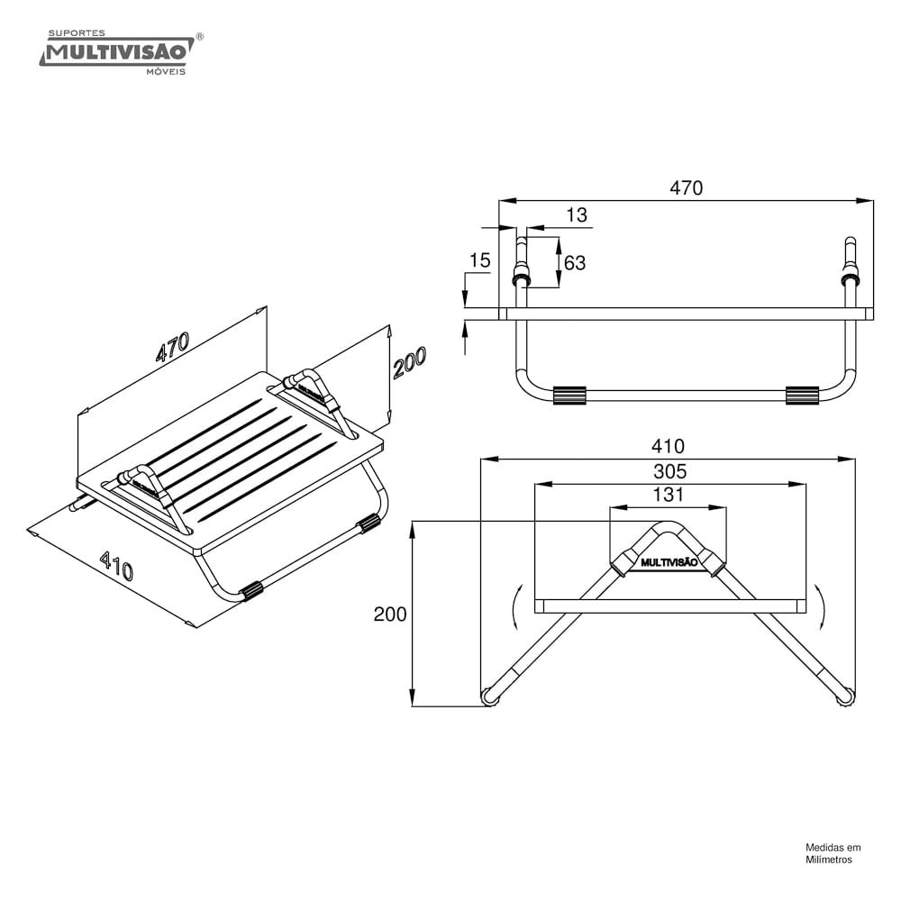 Apoio de Pés em Mdf com Regulagem de Inclinação - Multivisão - 20ax47lx41p 100185 - 3