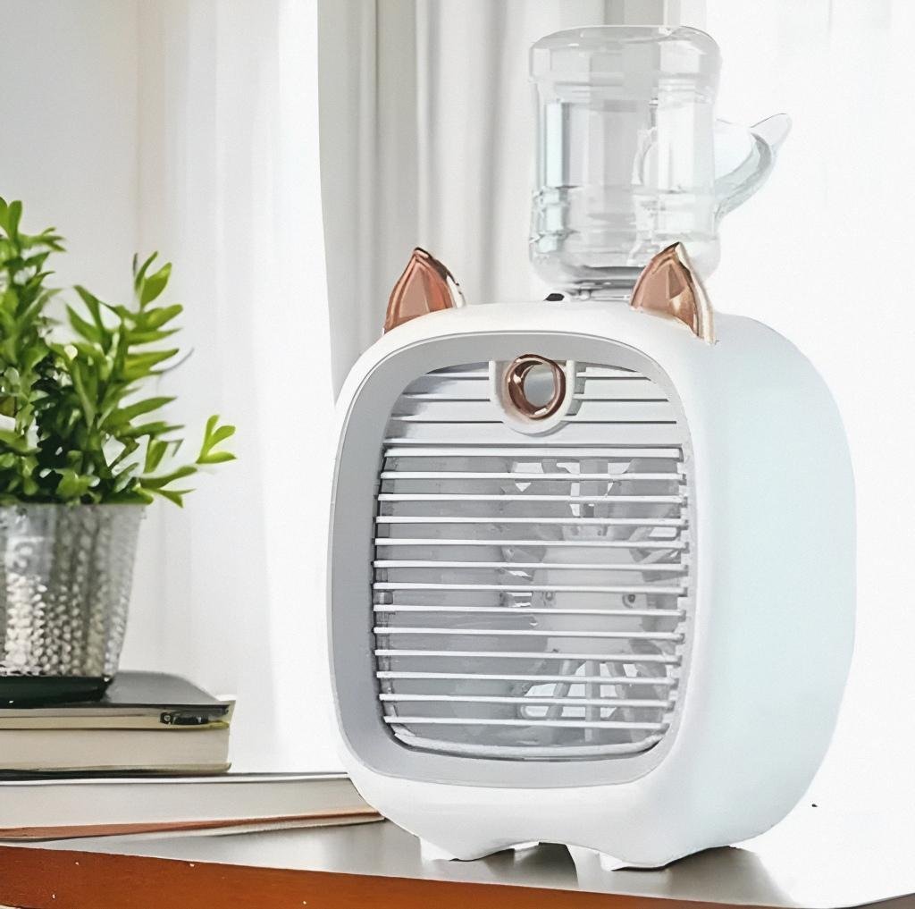 Mini Ar Condicionado Ventilador Gato Recarregável de Mesa Refrigeração de Ar Umidificador Usb, Purif - 3
