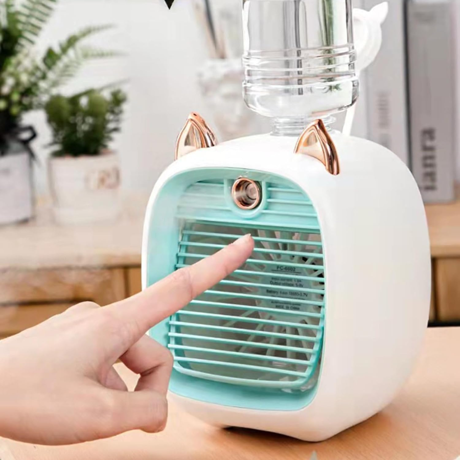 Mini Ar Condicionado Ventilador Gato Recarregável de Mesa Refrigeração de Ar Umidificador Usb, Purif - 5