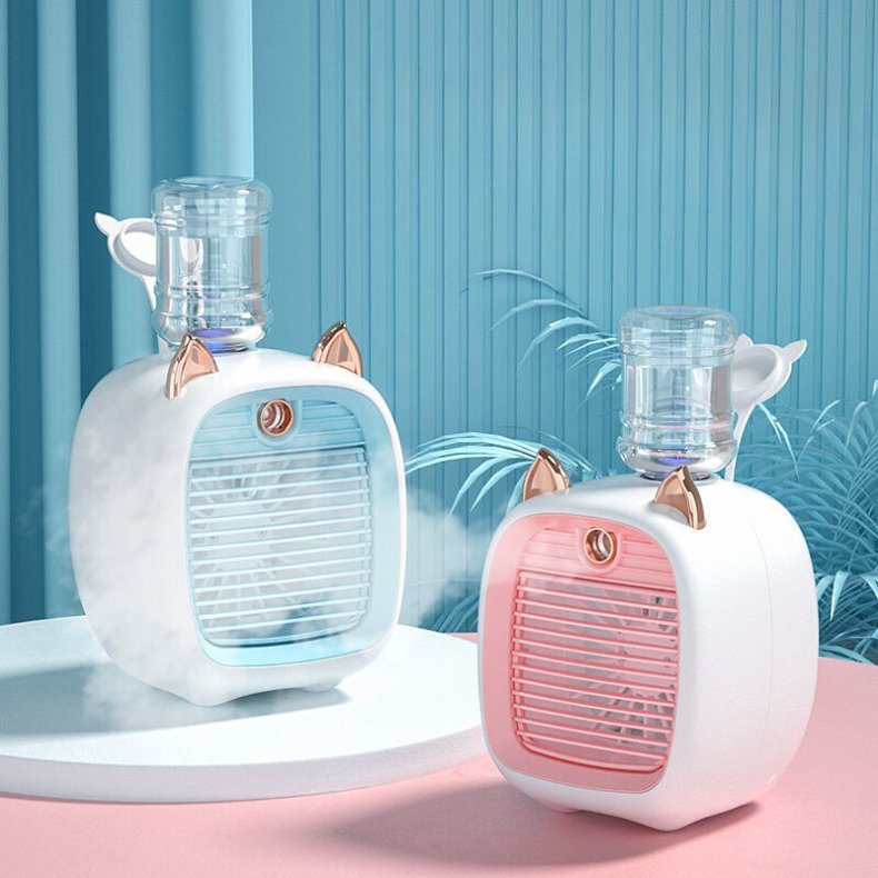 Mini Ar Condicionado Ventilador Gato Recarregável de Mesa Refrigeração de Ar Umidificador Usb, Purif - 2