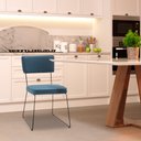 Ver imagem 6 de Kit 6 Cadeiras de Jantar Decorativa Base Aço Preto Luigi Linho Azul Jeans - Gran Belo
