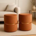 Ver imagem 1 de Kit Puff Cinta no Meio Decorativa Cobre/terracota Veludo