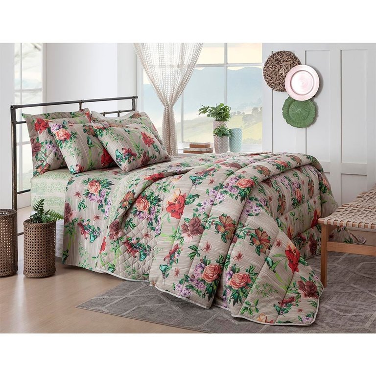 Jogo de Cama Duplo Casal 4 Peças Holly Realce Premium Sultan