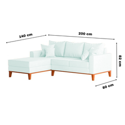 Sofá 3 Lugares Beny com Chaise Esquerdo Corino Branco - 5