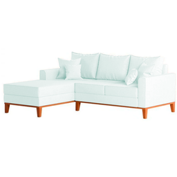 Sofá 3 Lugares Beny com Chaise Esquerdo Corino Branco - 3
