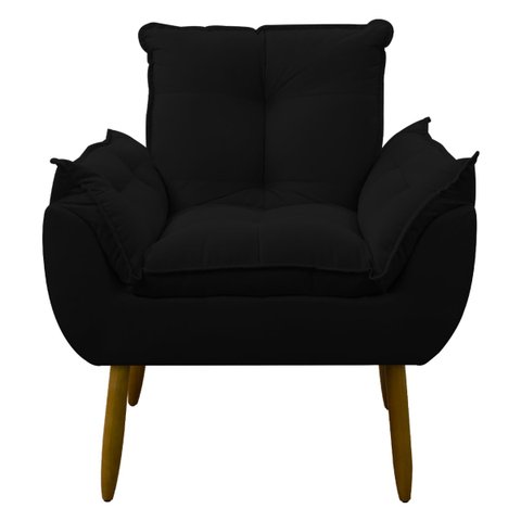 Poltrona Decorativa Sala de Estar Escritório Quarto Prime: Preto