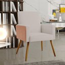 Ver imagem 2 de Kit 03 Poltronas Decorativa Maria W01 Pés Palito Linho Bege Couríssimo Camel - Lyam Decor