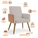 Ver imagem 4 de Kit 03 Poltronas Decorativa Maria W01 Pés Palito Linho Bege Couríssimo Camel - Lyam Decor