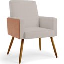 Ver imagem 3 de Kit 03 Poltronas Decorativa Maria W01 Pés Palito Linho Bege Couríssimo Camel - Lyam Decor