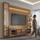 Ver imagem 2 de Estante para TV Home Theater 85" 100% MDF Vidro Reflecta LED 291cm Prateleiras Cristaleira Carvalho