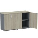 Ver imagem 2 de Armário Baixo Credenza PE25 Pandin 121,50 cm (largura) MDP Cor Nogueira CasaBlan Grafito Três