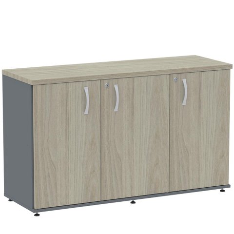 Armário Baixo Credenza PE25 Pandin 121,50 cm (largura) MDP Cor Nogueira CasaBlan Grafito Três