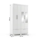 Ver imagem 3 de Guarda-Roupa Solteiro 4 Portas, 4 Gavetas, Pés e Espelho MDF Cambori Branco