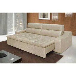 Sofá 4 Lugares Connect com Pillow Retrátil e Reclinável 2,50M Suede Amassado Bege - 1