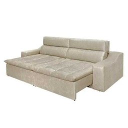 Sofá 4 Lugares Connect com Pillow Retrátil e Reclinável 2,50M Suede Amassado Bege - 3
