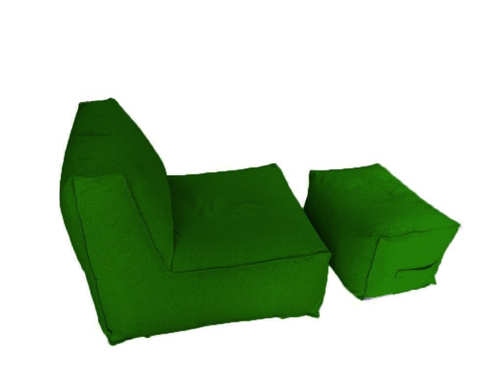 Kit de Poltrona e Pufe Square de Isopor para área Externa WoodPecker Verde - 2