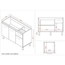 Ver imagem 3 de Balcão Lírio 3 Portas 1 Gaveta Cozinha Mb1 120cm Cor Savana Off White Pc
