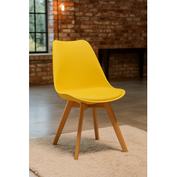 Cadeira Eames Wood Leda Design Elegante - Amarela - 1