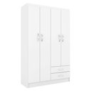 Ver imagem 2 de Guarda-roupa Solteiro Tunísia 4 Portas 2 Gavetas Branco - Pnr Móveis