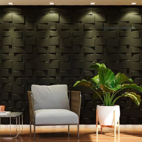 Kit 10 Placas 3d 50x50cm Revestimento para Parede 2,5m²