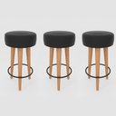 Ver imagem 1 de Kit 3 Banqueta Alta Cozinha 70cm Estofada Preto Madeira Maciça Urban