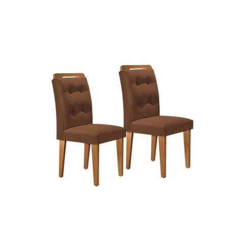 Kit 2 Cadeiras Sala Jantar Imperatriz 2 Un Madeira Capuccino/suede Marrom - Rufato