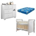 Ver imagem 1 de Berço Americano Mirelle e Cômoda Infantil Ane Branco Brilho com Colchão Ortobom – Phoenix Baby