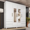 Ver imagem 1 de Guarda Roupa Roupeiro Roma 4 Portas com Espelho 6 Gavetas Branco Demóbile