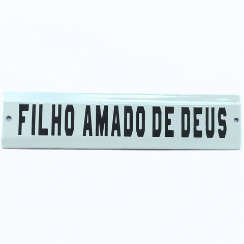 Placa Decorativa Esmaltada - Filho Amado de Deus - Casa Toco