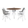 Mesa Jantar Redonda 110cm Amêndoa Clips 3 Pés com 5 Cadeiras Eames Eiffel Brancas Ferro Branco - 2