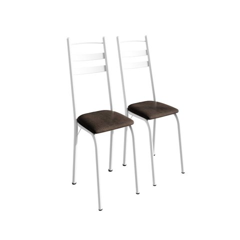 Kit 2 Cadeiras para Sala de Jantar Milla Branco/Madeira Imbuia