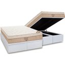Ver imagem 1 de Cama Box Baú King: Colchão Molas Ortobom Nanolastic Elegant + Base CRC Courano White(186x198)