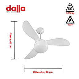 Ventilador de Teto Ventisol Fênix 3 Pás Branco 127v - 6