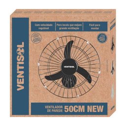 Ventilador Parede Ventisol 50.cm Preto Grade Metal Preto Bivolt - 3