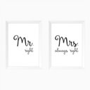 Ver imagem 2 de Quadros Quarto Casal Mr. Right & Mrs. Always Right