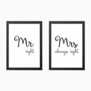 Ver imagem 3 de Quadros Quarto Casal Mr. Right & Mrs. Always Right