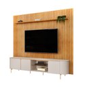 Ver imagem 4 de Conjunto com Bancada Ariana e Painel Ripado 275cm Trento Sala de Estar Off White Cedro DJ Móveis