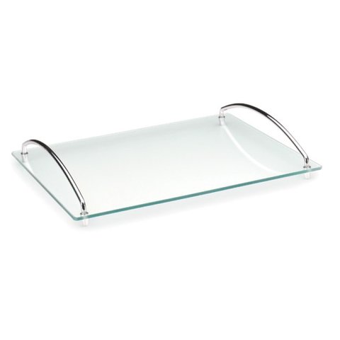 Bandeja Andrea vidro transparente 26 x 32 cm Forma Inox 2703