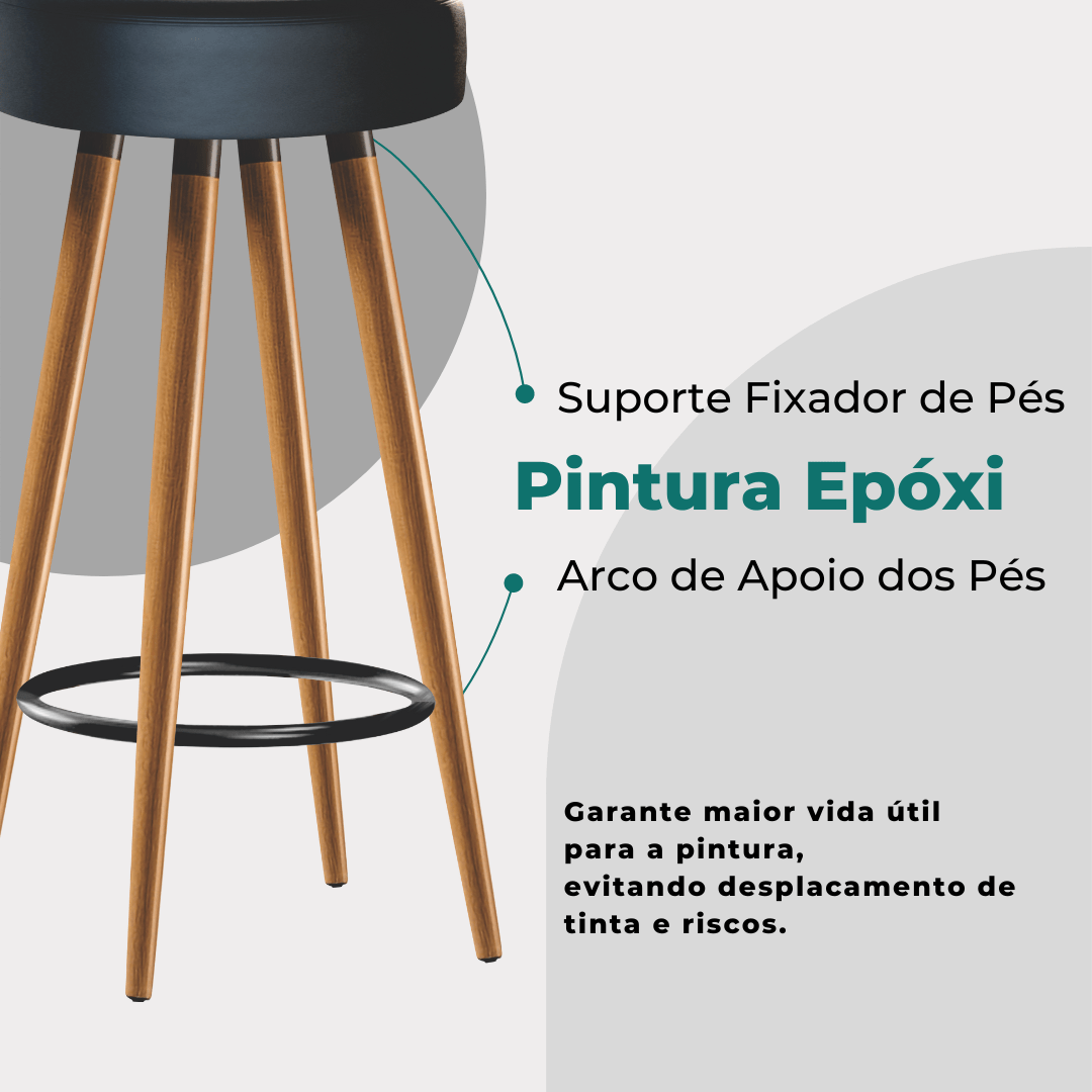 2 Banquetas Altas para Cozinha e Bancada Preta 65cm Egmobile 2 Banquetas Roma Slim 65cm Banquetas de - 7