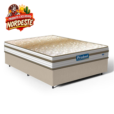 Cama Box com Colchão de Molas Ensacadas Double Face Pillow Euro Alfa Probel Casal 138cm