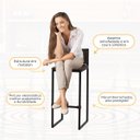 Ver imagem 4 de Kit 6 Bancos Quadrado Junco Argila para Bancada Alta Cozinha Área Gourmet Bistrô Piscina Bar