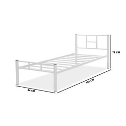 Cama Solteiro 100% Aço Estilo Industrial com Colchão:branco - 2