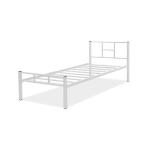 Cama Solteiro 100% Aço Estilo Industrial com Colchão:branco